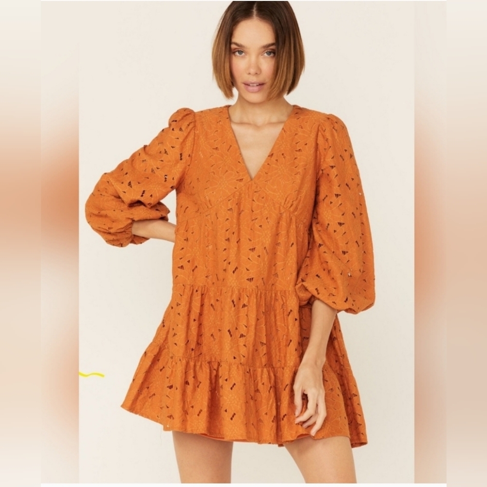 Flying Tomato Lace Eyelet Mini Dress | Small | Boho | Western